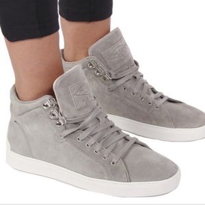 RAG & BONE Kent High Top Grey Suede Sneaker in Light Grey